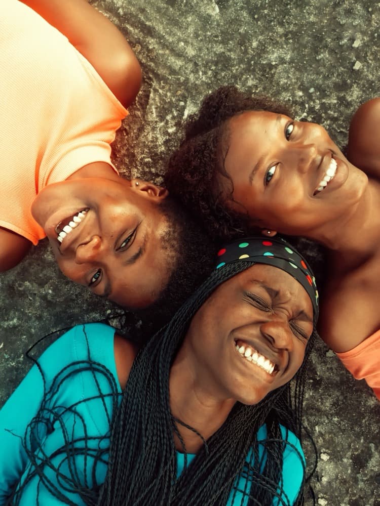 Friends laughing together